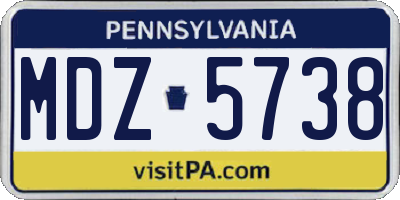 PA license plate MDZ5738