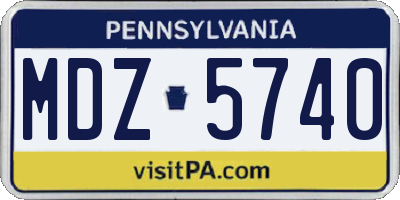PA license plate MDZ5740