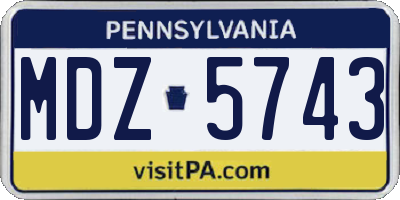 PA license plate MDZ5743