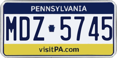 PA license plate MDZ5745