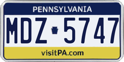 PA license plate MDZ5747