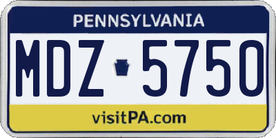 PA license plate MDZ5750