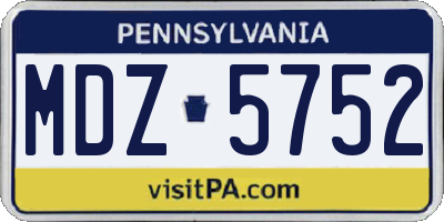 PA license plate MDZ5752
