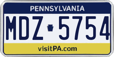 PA license plate MDZ5754