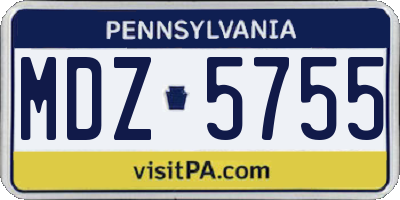 PA license plate MDZ5755