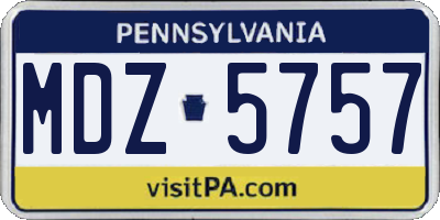 PA license plate MDZ5757