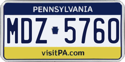 PA license plate MDZ5760