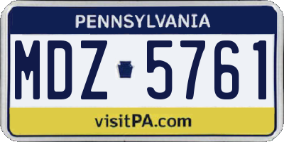 PA license plate MDZ5761