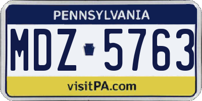 PA license plate MDZ5763