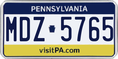 PA license plate MDZ5765