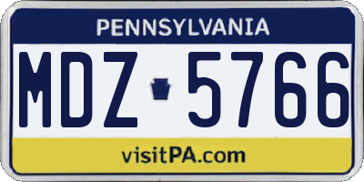 PA license plate MDZ5766