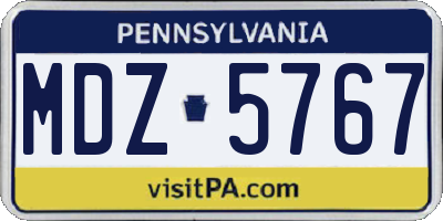 PA license plate MDZ5767