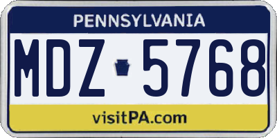 PA license plate MDZ5768