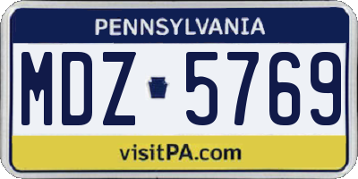 PA license plate MDZ5769