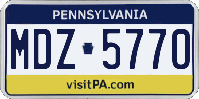 PA license plate MDZ5770