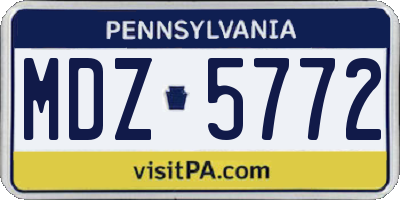 PA license plate MDZ5772