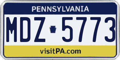 PA license plate MDZ5773