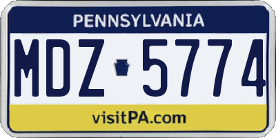 PA license plate MDZ5774