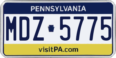 PA license plate MDZ5775