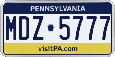 PA license plate MDZ5777