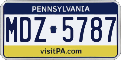PA license plate MDZ5787