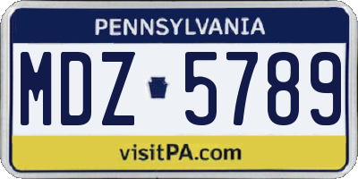 PA license plate MDZ5789