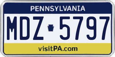 PA license plate MDZ5797