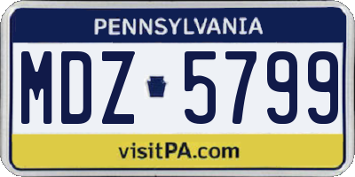 PA license plate MDZ5799