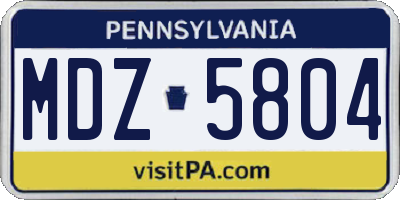 PA license plate MDZ5804