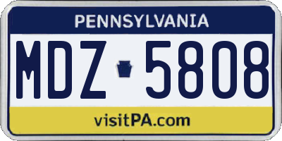 PA license plate MDZ5808