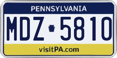 PA license plate MDZ5810