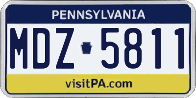 PA license plate MDZ5811