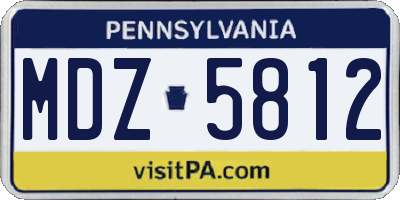 PA license plate MDZ5812