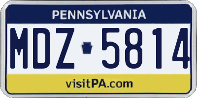 PA license plate MDZ5814