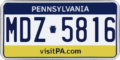 PA license plate MDZ5816