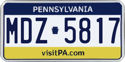 PA license plate MDZ5817