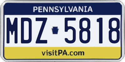 PA license plate MDZ5818