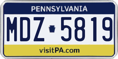 PA license plate MDZ5819