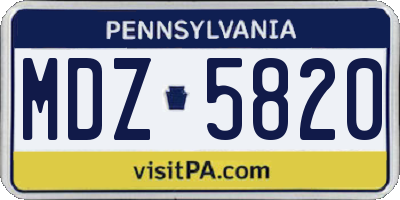 PA license plate MDZ5820