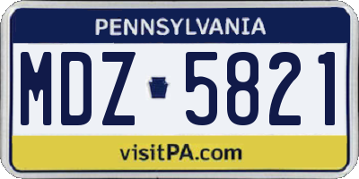 PA license plate MDZ5821