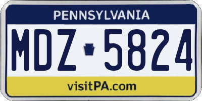 PA license plate MDZ5824