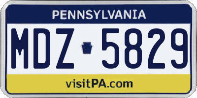 PA license plate MDZ5829