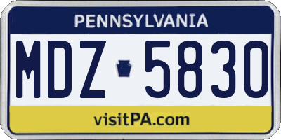 PA license plate MDZ5830