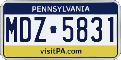 PA license plate MDZ5831