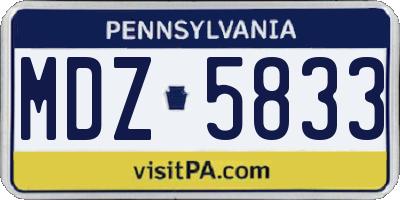 PA license plate MDZ5833