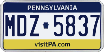 PA license plate MDZ5837