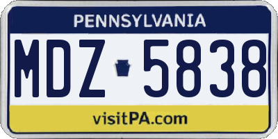 PA license plate MDZ5838