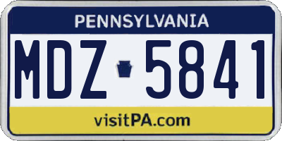 PA license plate MDZ5841