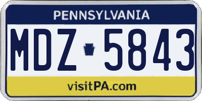 PA license plate MDZ5843