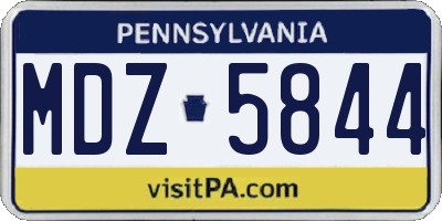 PA license plate MDZ5844